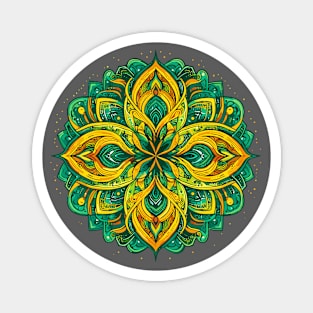 Mandala Green Yellow 1 Magnet